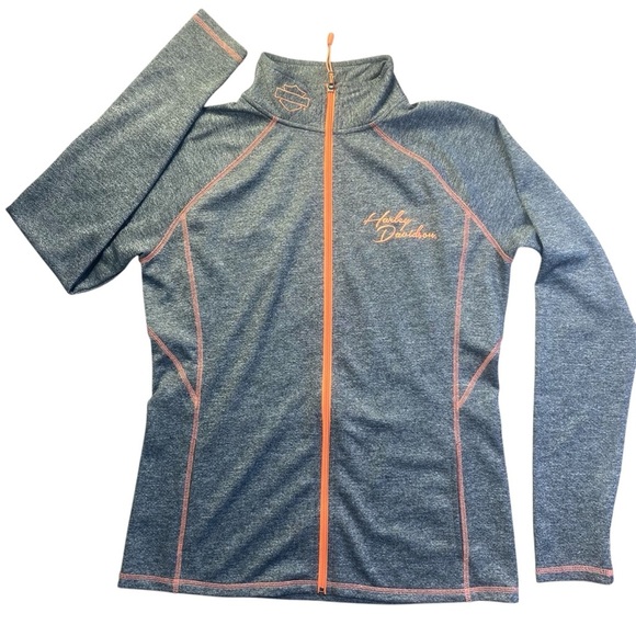Harley-Davidson Tops - Harley-Davidson Women’s Full Zip Athletic Jacket Size Large Gray & Orange